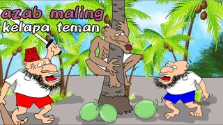 ulah nyuri buah kelapa malah apes(animasi lucu)