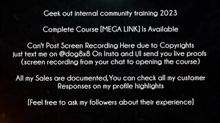 Geek out internal community training 2023 Course download