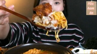 2 gói mì Jin Ramen, cơm gà mayo, kimchi ăn kèm 3 #amthuc