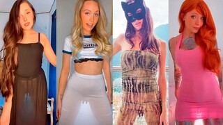 😱Transparent Dress Challenge😱[4K] Girls Without Underwear #1