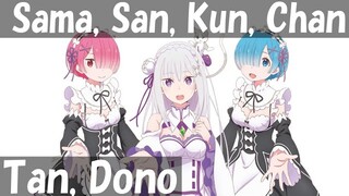 Re:Zero's Japanese Honorifics (Sama, San, Kun, Chan, Tan, Dono) Explained