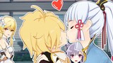[MMD]Kamisato đã hôn Aether hai lần|<Genshin Impact>