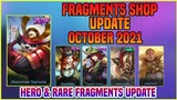 Hero & Rare Fragments Shop Update | October 2021 Release Date Revealed | MLBB
