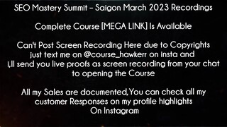 SEO Mastery Summit Course Saigon March 2023 Recordings Download