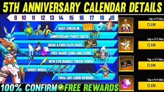 5th Anniversary Calendar | 5th anniversary event free fire | How To Complete 5th Anniversary Event