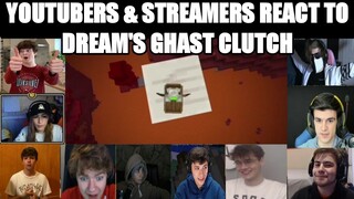 Youtubers & Streamers React to DREAM GHAST CLUTCH (Minecraft Manhunt vs 5 Hunters REMATCH) Part 1