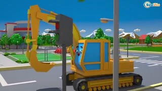 Video tontonan anak-anak-truck,fire, excavator dan police car