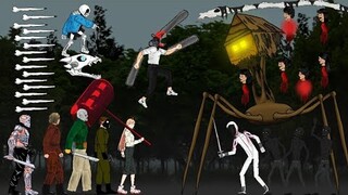 Chainsaw Man, Power, Sans Bone, Uber Jason VS House Head, Long Horse, Fencer. - Drawing Cartoon2