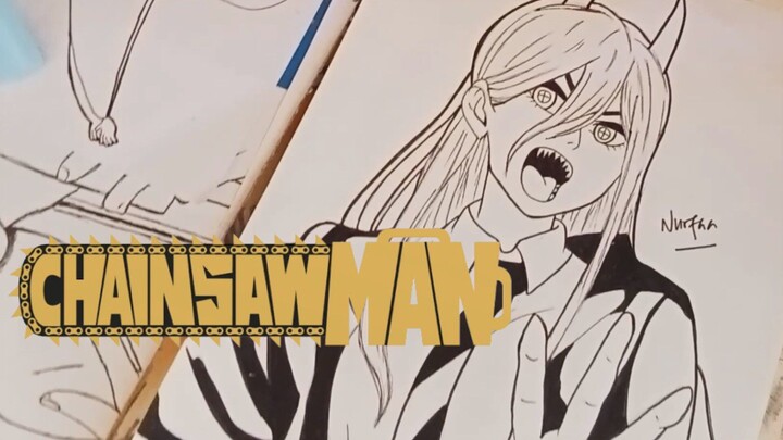 Power - Chainsaw Man || Black and White Art (SPEED DRAWING)