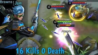 16 kills without death?! ᴮʳᵃʷⁿˢ|Jam (GUSION)
