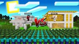 แข่งสร้าง!! บ้านทองสุดหรู VS บ้านเหล็กสุดกาก หนีซอมบี้ 1,000,000ตัว ใครจะรอด! (Minecraft House)