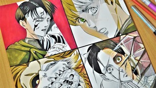 Anime VS Manga DRAWING |Attack on Titan Season 4 | Levi, Armin, Jaw Titan, Warhammer Titan