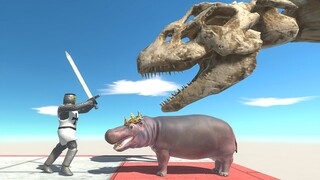 Skeleton Dinosaur Defend Hippo - Animal Revolt Battle Simulator