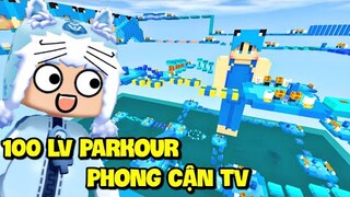 PHONG CẬN TV KHỔNG LỒ, MEOWPEO THỬ THÁCH PARKOUR 50 VÒNG VÒNG QUANH PHONG CẬN TRONG MINI WORLD