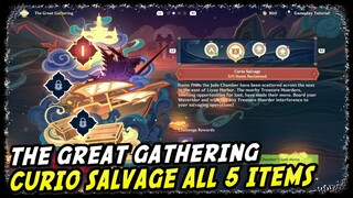 The Great Gathering Curio Salvage All 5 Items Reclaimed | Genshin Impact | Fleeting Colors in Flight