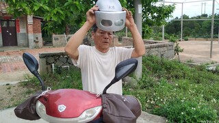 Grandpa's handmade wooden helmet