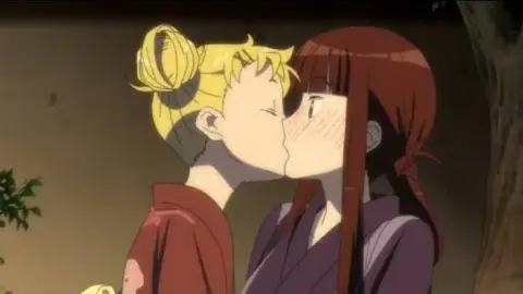 Yuri anime kiss scene  || Anime Moments   ♡ Yuri Kiss ♡  yuri anime