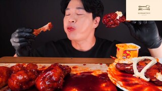 Mukbang đùi gà sốt cay cấp độ 10 phần 4 #anngon