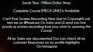 Sarah Titus Course Million Dollar Shop download