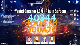 Yanfei 3 Step Oneshot 1.8M HP Ruin Serpent 2.8 12-3 - 300k Charged Atk Showcase