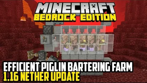 Minecraft Bedrock: Piglin Bartering Farm Tutorial 1.16 Farm