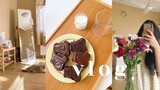 valentine's vlog 🌹 a homebody's vday, making bear desserts, garlic bread and mushroom soup 🥖