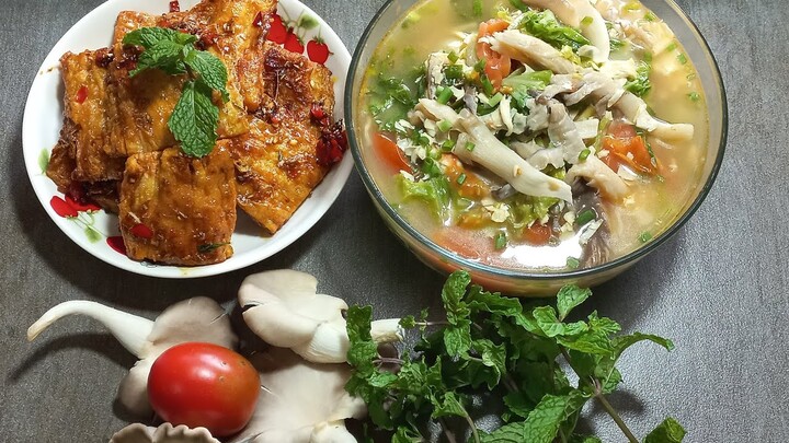 lại thêm hai món ăn rẻ tiền. tàu hủ tươi chua ngọt tốn cơm