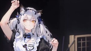 Cat girl, maid, white hair, dancing, come quickly! | AI animation