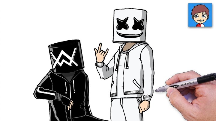 Cara Menggambar Marshmello dan Alan Walker dengan Mudah