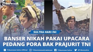 Viral Anggota Banser Nikah Pakai Upacara Pedang Pora Bak Prajurit TNI, Pakai Seragam Loreng Hijau