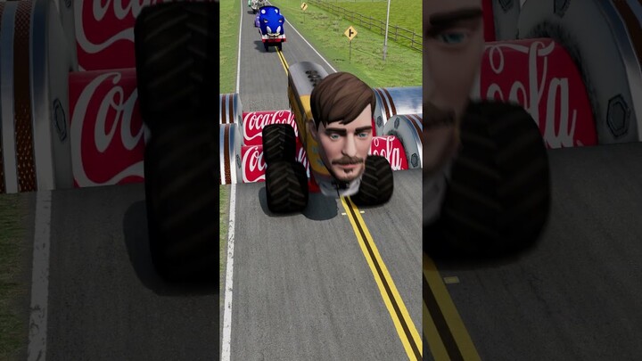 Ridiculous Cars Against Coca-Cola Pit with Coca-Cola Bollard Bridge | BeamNG.Drive