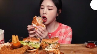 Mukbang ASMR | Hamburger và phô mai kéo sợi #mukbang #ASMR