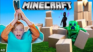 Minecraft In Real Life! Jack Mines, Builds and Battles in World of Minecraft