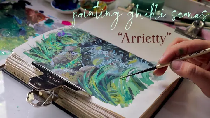 painting Studio Ghibli “Arrietty" scenes 🌱🌼 Gouache