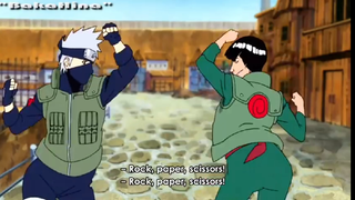 rock, paper, scissors battle|guy and kakashi