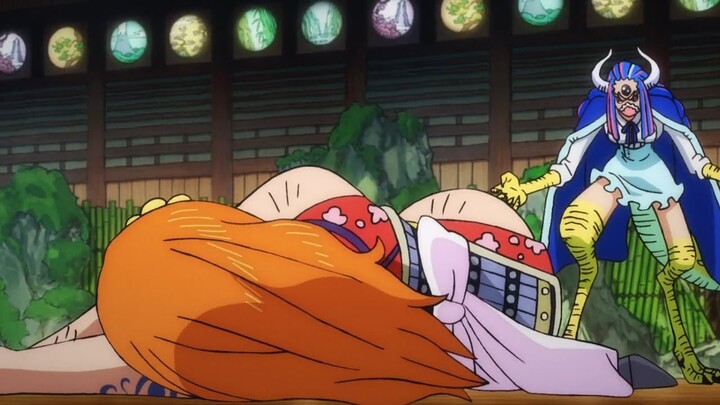 Beautiful Nami was knocked down by Ulti for protecting Luffy from becoming the Pirate King ONE PIECE