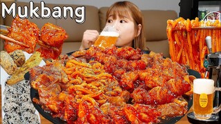 🍗집코바+대창토핑,생맥주,튀김먹방🍻 집에서 만드는 지코바에 대창을 태워?! Ft.볶음밥 BBQ CHICKEN MUKBANG ASMR EATINGSHOW REALSOUND 치킨 먹방