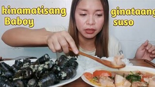 MUKBANG/KINAMATISANG BABOY AT GINATAANG SUSO