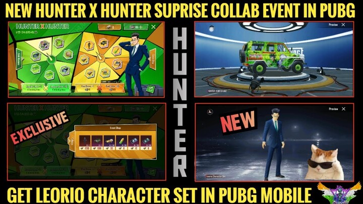 NEW HUNTER X HUNTER EVENT IN PUBG MOBILE || GET LEORIO CHARACTER SET & ORANGE GREEN CRYSTAL IN PUBG