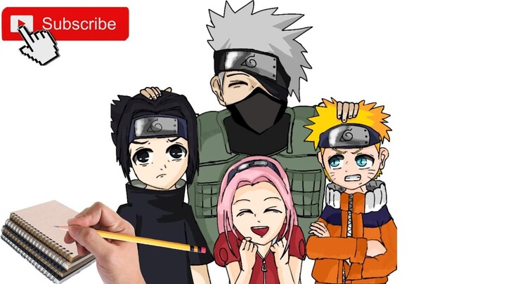 Belajar menggambar part 3 Naruto shipuden Tim 7 iblis paint