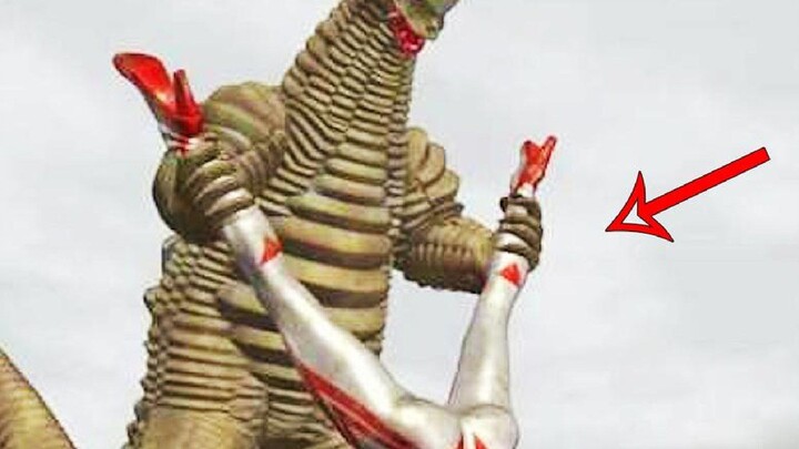 One of the monsters torn by hands in Ultraman is alive and painful. It's so cruel!