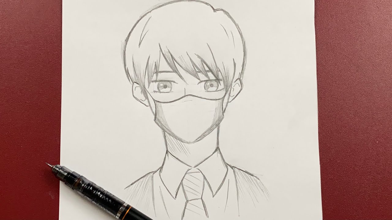 Easy anime drawing  how to draw anime boy wearing a mask - BiliBili