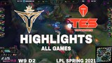 Highlight V5 vs TES All Game LPL Spring 2021 LPL Mùa Xuân 2021 Victory Five vs Top Esports