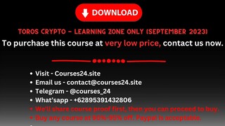 Toros Crypto - Learning Zone Only (September 2023)