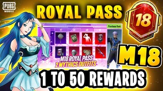 M18 ROYAL PASS 1 TO 50 RP REWARDS | 2 FREE MYTHICS IN ROYAL PASS | MONTH 18 ROYAL PASS PUBGM