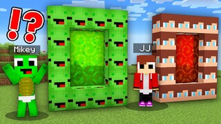 JJ vs Mikey Portals Challenge in Minecraft - Baby Challenge in Minecraft (Maizen Mizen Mazien)