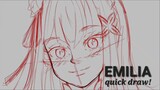 speed draw commission of emilia from re:zero! [digital art]