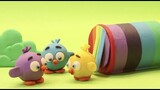 3 chicken rainbow tunnel Stop motion cartoon for children - BabyClay animals