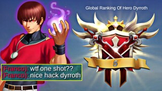 TOP GLOBAL DYRROTH BEST INSANE ONE SHOT BUILD IN MYTHIC RANK! | BEST BUILD 2021 - MLBB