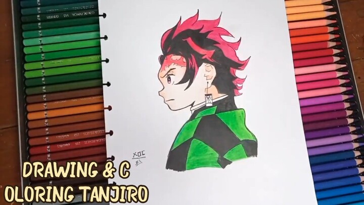 Drawing tanjiro + review pensil warna